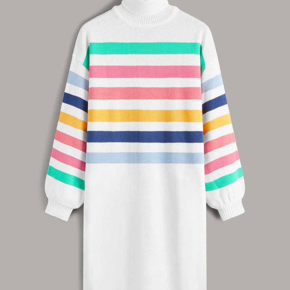 Rolled Neck Striped Sweater Dress . ( NWOT)  2XL